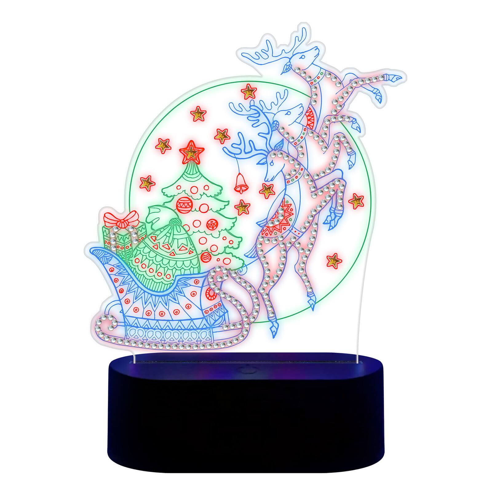 Reindeer - DIY Diamond Painting Glow in the Dark Lamp