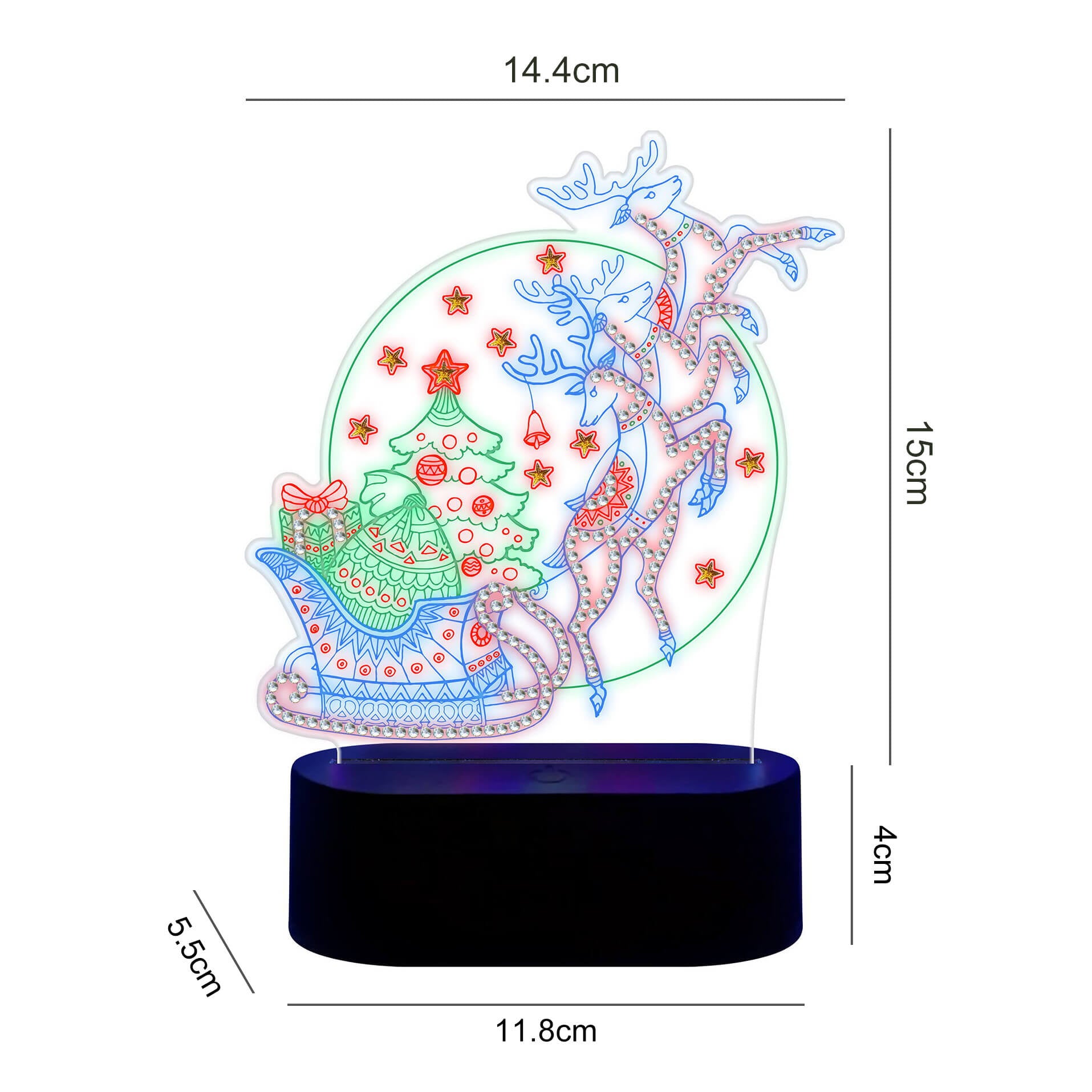 Reindeer - DIY Diamond Painting Glow in the Dark Lamp