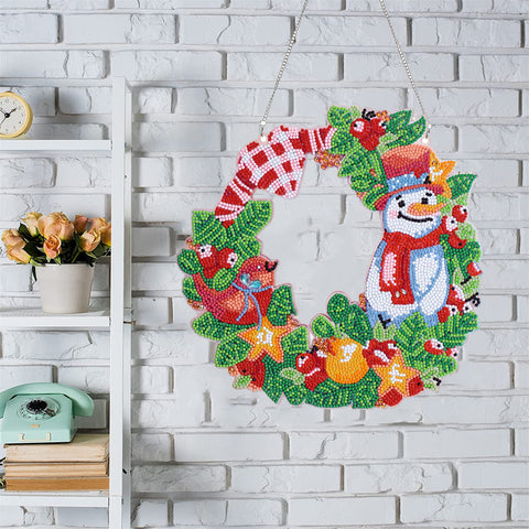 Image of Snowman Wreath - 5D DIY Diamond Painting Wall Hanging Decoration