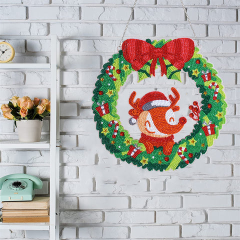 Reindeer Wreath - 5D DIY Diamond Painting Wall Hanging Decoration