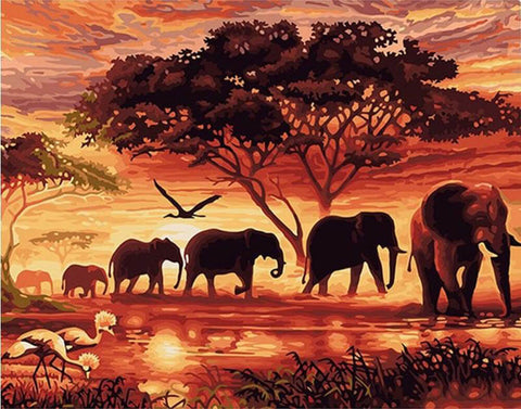 Image of Wild Elephants - DIY Painting By Numbers