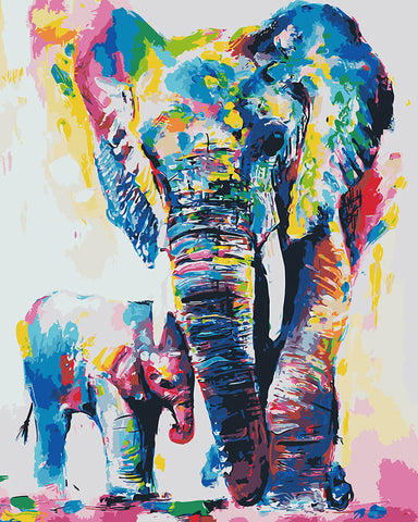 Image of Elephant Motherhood - DIY Painting By Numbers