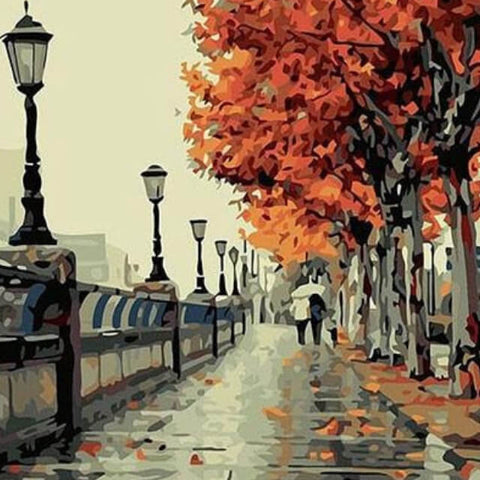 Image of Autumn Romantic Walk - DIY Painting By Numbers