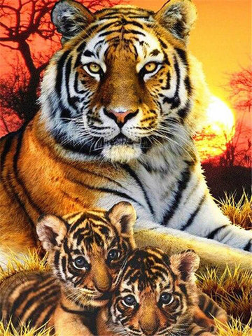 Image of Tiger Family - DIY Painting By Numbers