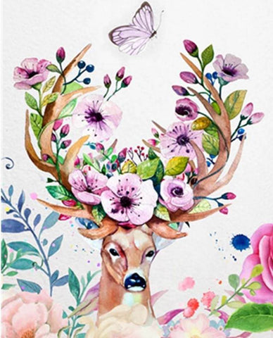 Image of Floral Dear - DIY Painting By Numbers