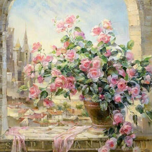 Flowers By the Window - DIY Painting By Numbers