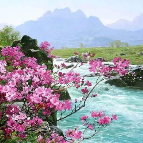Image of Flowers By The River - DIY Painting By Numbers