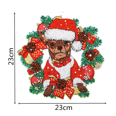 Image of Dog in Santa costume Wreath  - 5D DIY Diamond Painting Wall Decoration