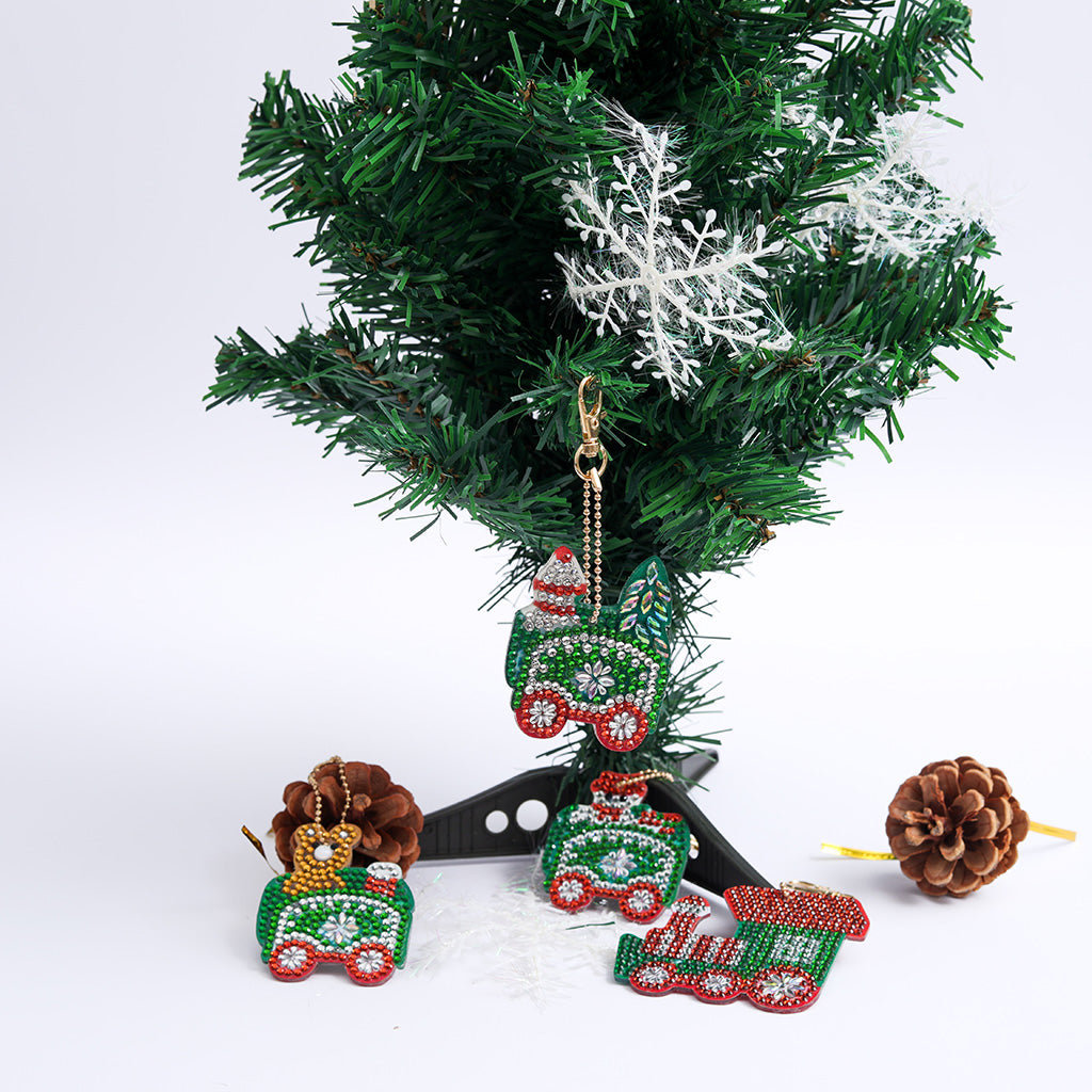 Christmas Train (4pcs) - DIY Diamond Painting Keychain