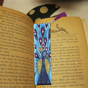 Peacock in Blue - Diamond Painting Bookmark