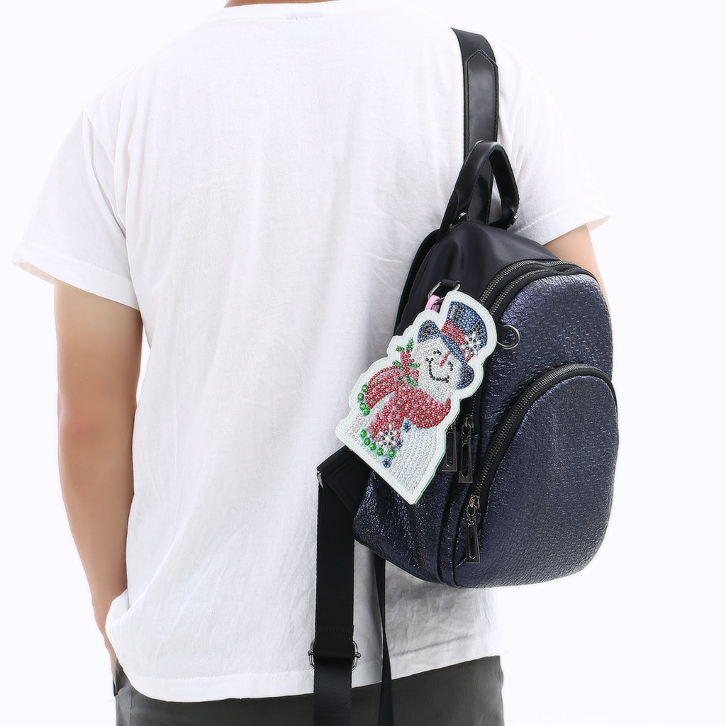 Smiling Snowman - DIY Diamond Painting Luggage Tag