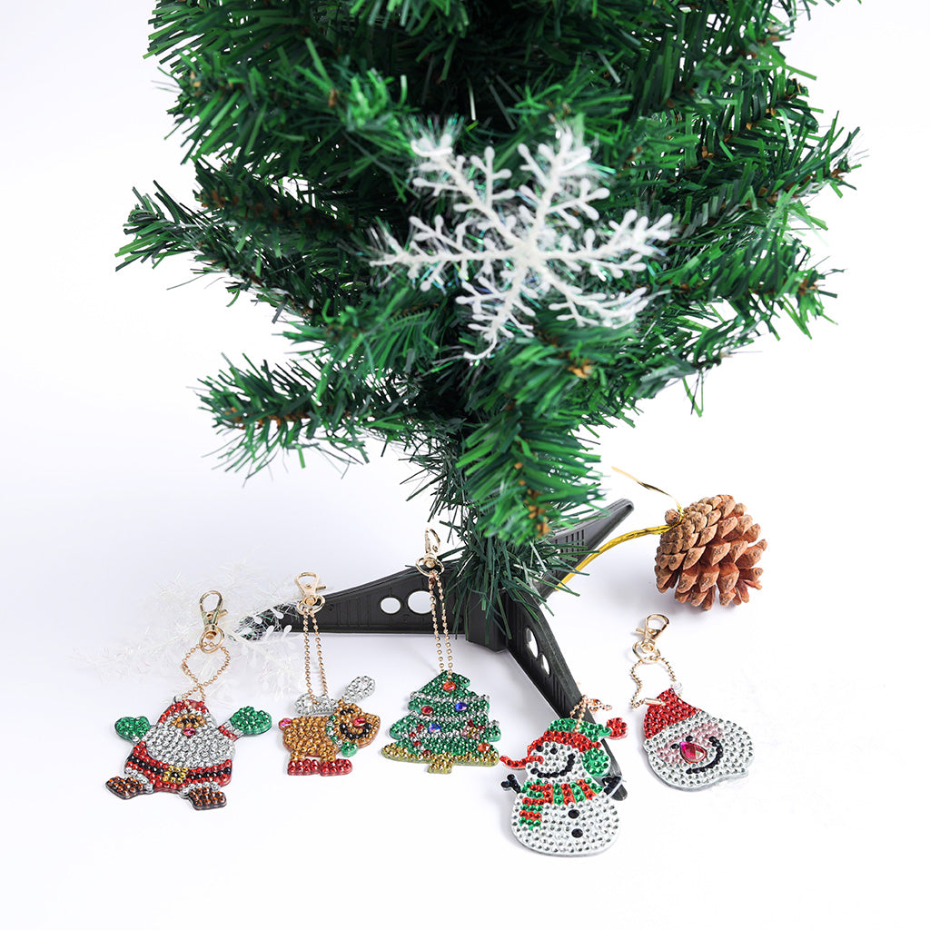 Happy Christmas (5pcs) - DIY Diamond Painting Keychain