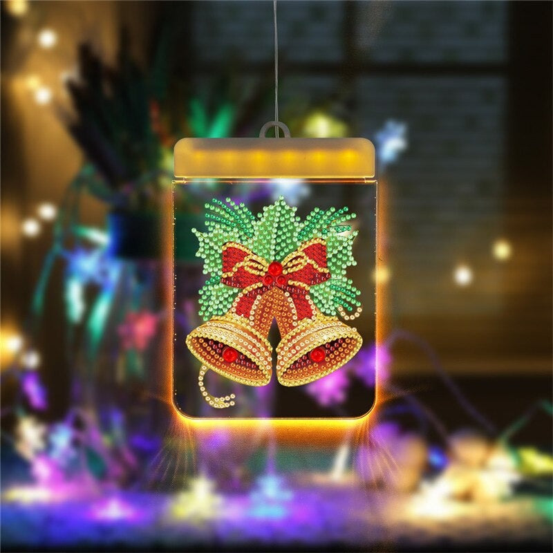 DIY Diamond Painting LED Hanging Light Lamp Christmas Tree Ornaments
