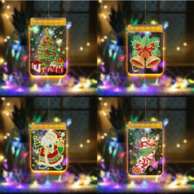 DIY Diamond Painting LED Hanging Light Lamp Christmas Tree Ornaments