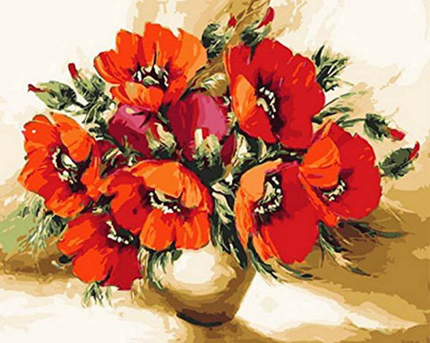 Image of Red Flower - DIY Painting By Numbers