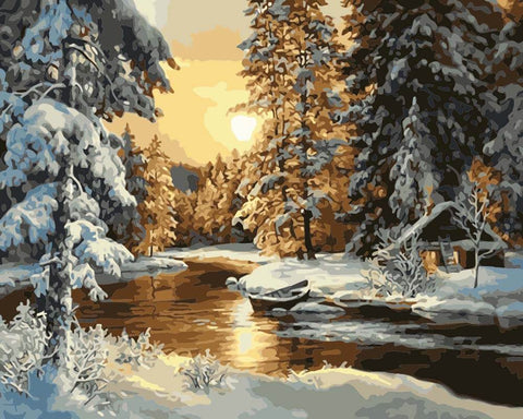 Image of Winter Lake - DIY Painting By Numbers