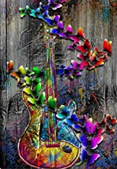Image of Rainbow Guitar and a Butterflies - DIY Diamond Painting