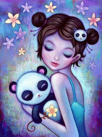 Image of Girl Panda Lover - DIY Diamond Painting
