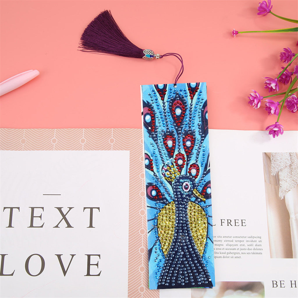 Peacock in Blue - Diamond Painting Bookmark
