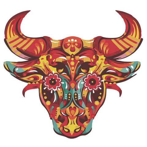 Image of Floral Bull - DIY Painting By Numbers