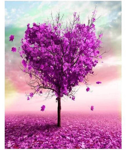 Image of Purple Heart Tree - DIY Painting By Numbers