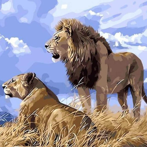 Image of Lions in The Nature - DIY Painting By Numbers Kit