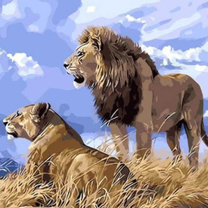 Lions in The Nature - DIY Painting By Numbers Kit