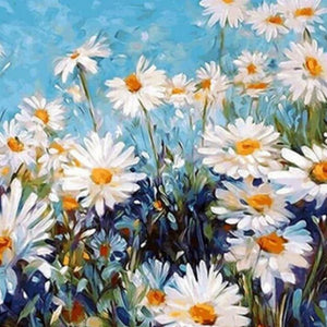 White Chrysanthemum Flowers - DIY Digital Painting By Numbers