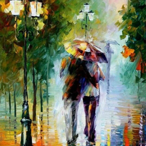 Image of Walking In The Rain - DIY Painting By Numbers