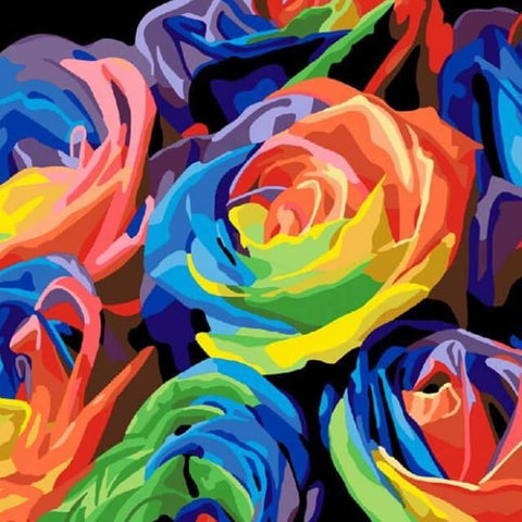 Abstract Colourful Roses - DIY Painting By Numbers
