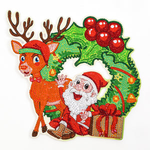 Santa and Deer - Diamond Painting Ornament