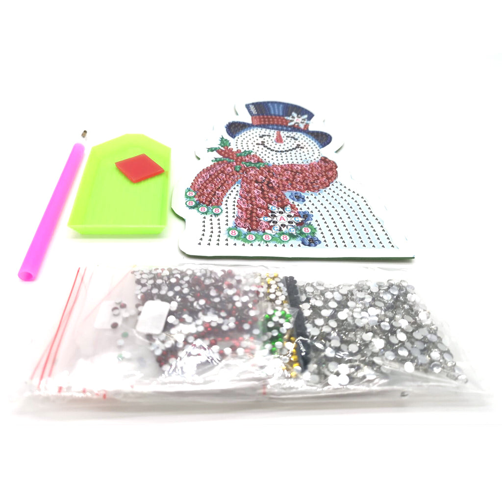 Smiling Snowman - DIY Diamond Painting Luggage Tag