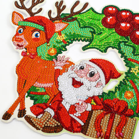 Image of Santa and Deer - Diamond Painting Ornament
