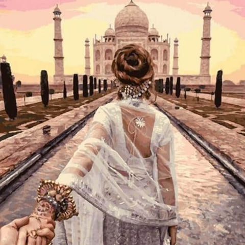 Image of Hand in Hand (Taj Mahal) - DIY Painting By Numbers