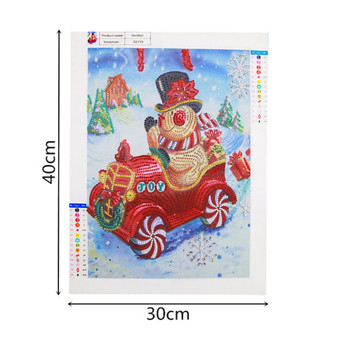 Image of Snowman in a Car - DIY Special Diamond Painting
