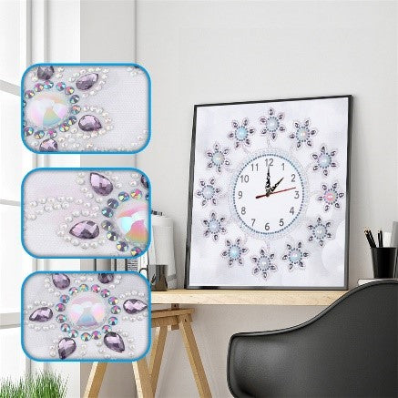 Image of Rhinestone Flower Wall Clock - DIY Diamond Painting