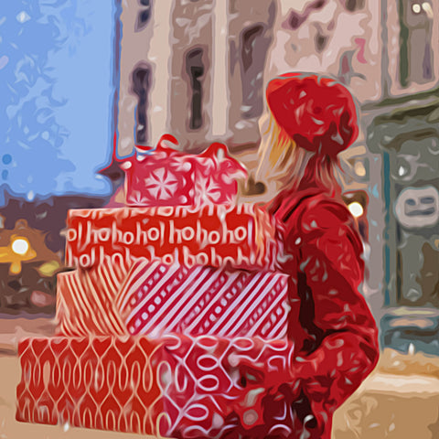 Image of Girl with Christmas Presents - DIY Diamond Painting