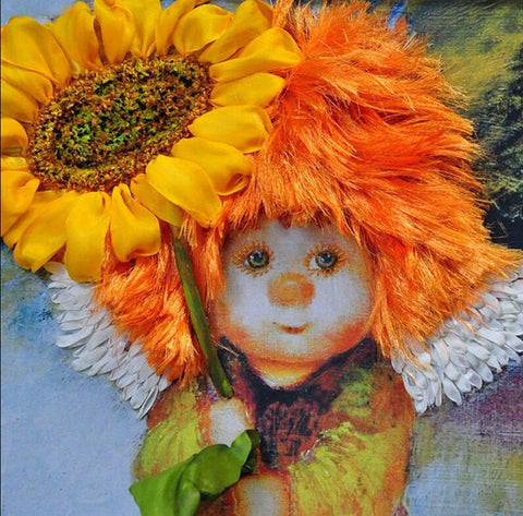 Image of Little Angel with Sunflower - DIY Diamond Painting