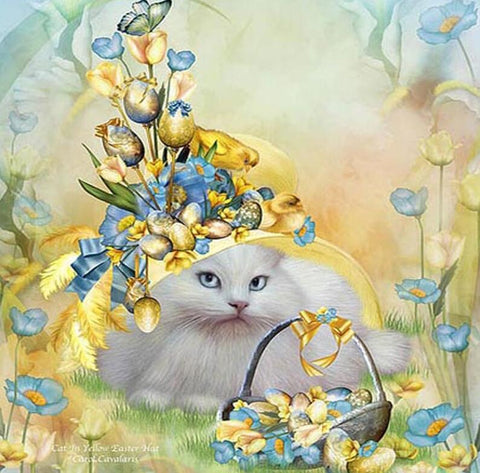 Image of Flowery Cat in a Yard - DIY Diamond Painting