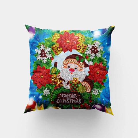 Image of Santa Wreath - DIY Diamond Painting Pillow Case