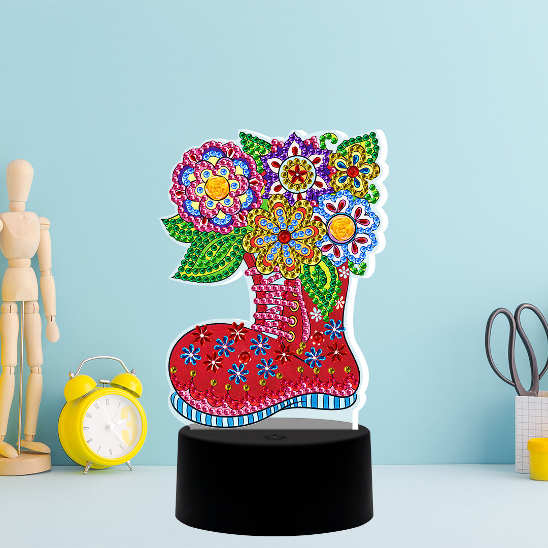 Flowered Boots - DIY Diamond Painting Table Decoration