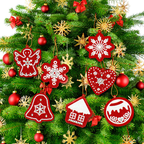 Image of Christmas Tree Ornament (7pcs) - DIY Diamond Painting Keychain