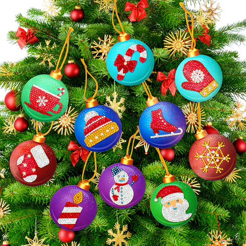 Image of Christmas Tree Ornament (10pcs) - DIY Diamond Painting Keychain