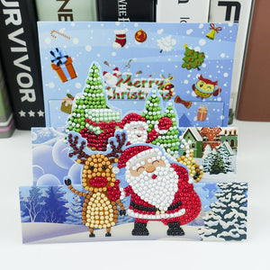 Santa and Reindeer - Diamond Painting Folding Card