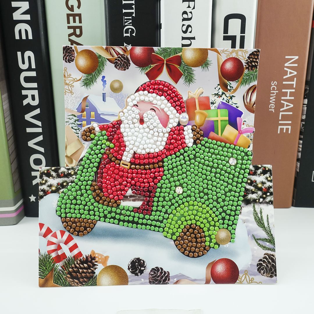 Santa in Sleigh - Diamond Painting Folding Card