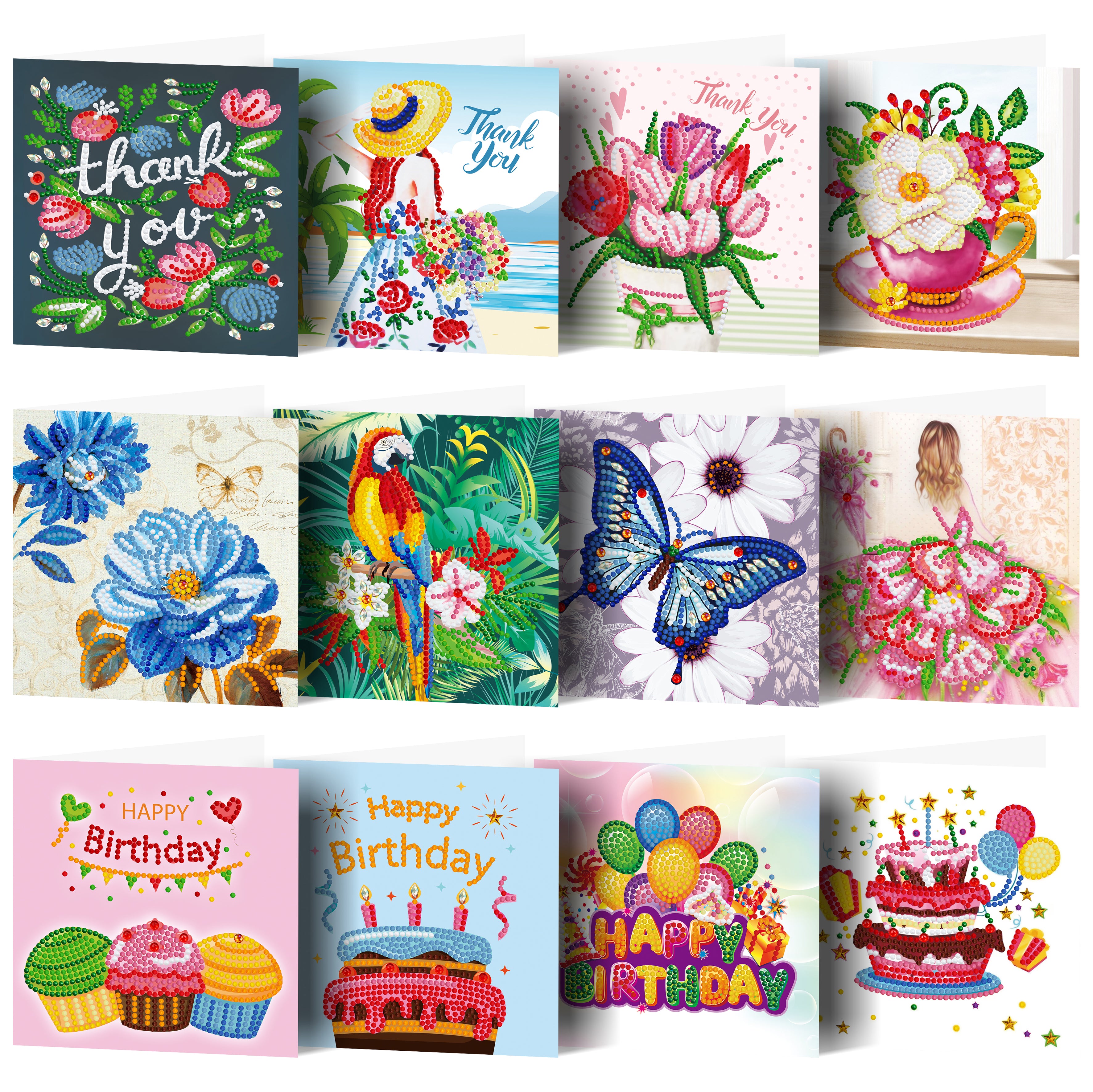 Birthday Card Set (12pcs) - DIY Diamond Painting Christmas Cards