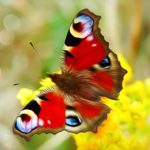 Image of Red Butterfly with Multicolor Spots - DIY Diamond Painting