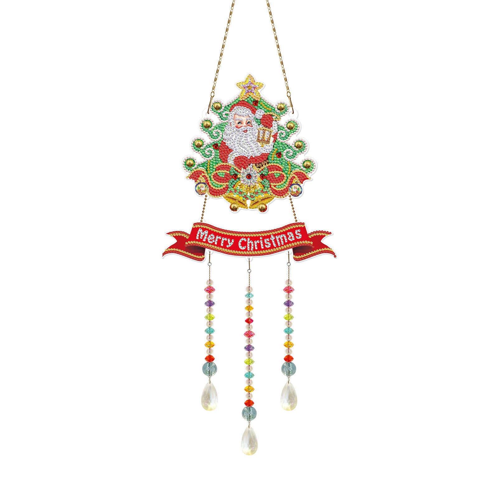 Santa in Christmas Tree - DIY Diamond Painting Hanging Ornament