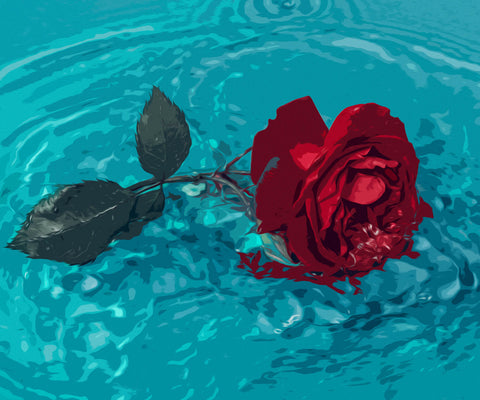 Image of Floating Red Rose - DIY Diamond Painting