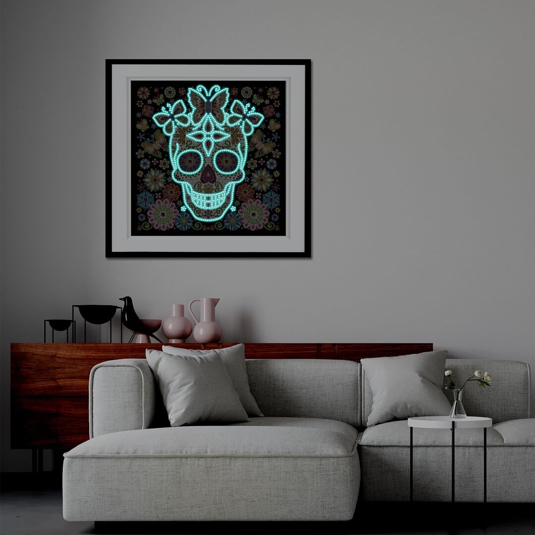 Doodle Skeleton Floral - DIY Diamond Painting Glow in the Dark